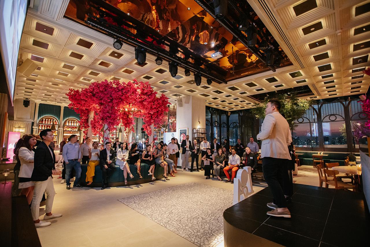 Corporate event night under bougainvillea at Aesops Bangkok
