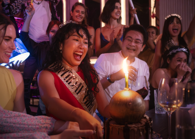 Birthday candle laughter at Aesops