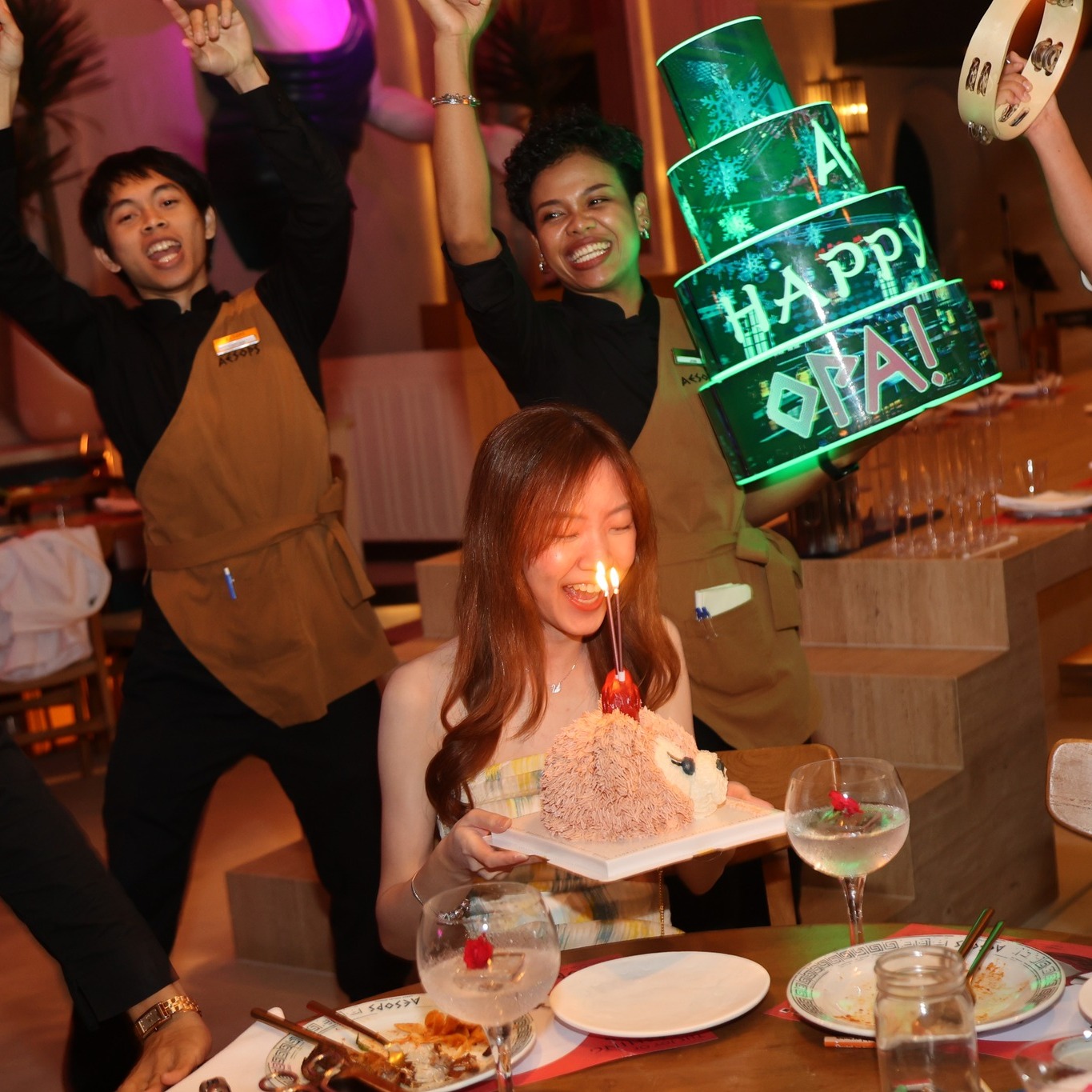 Birthday cake moment at Aesops
